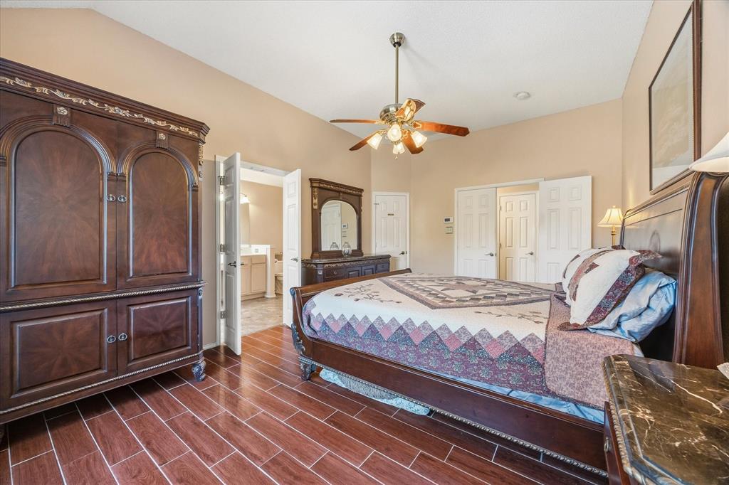 Master bedroom opens onto master bath