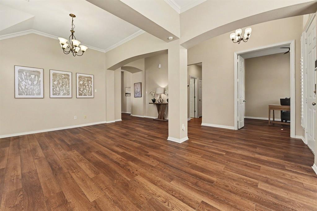 Living room looking into office