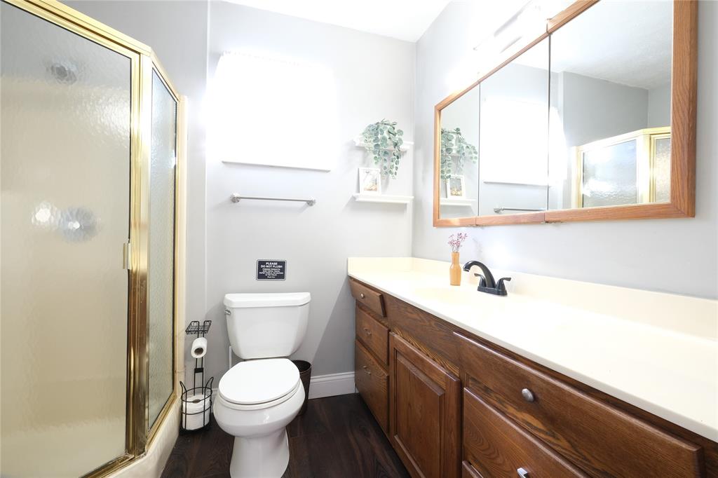 View of bathroom with vanity and shower