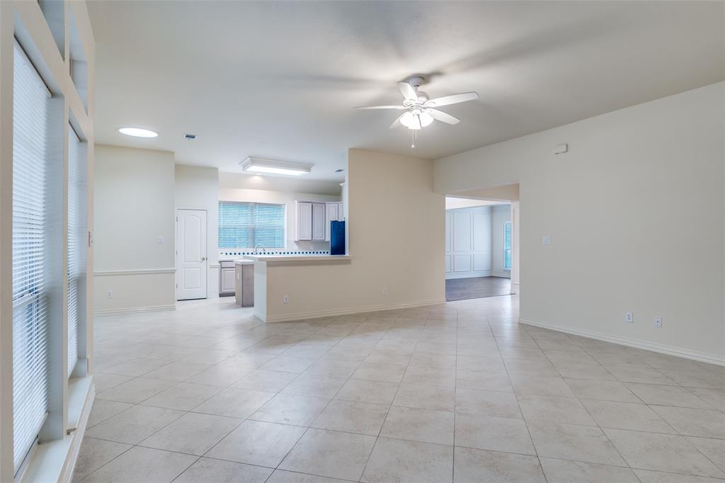 View of family room to kitchen