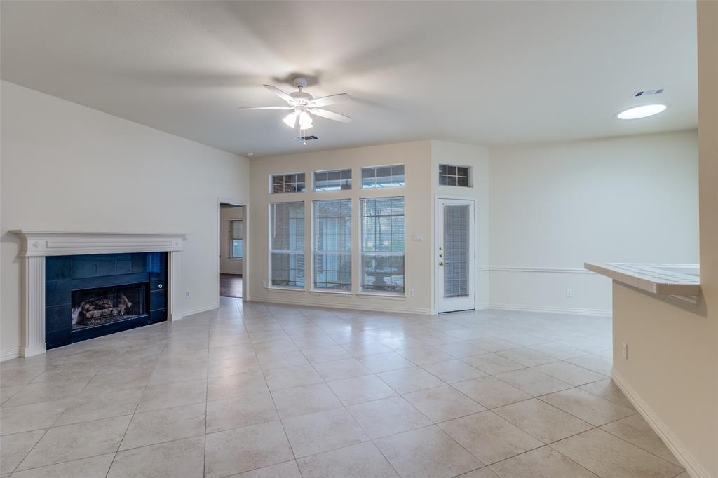 Oversized family room with fireplace