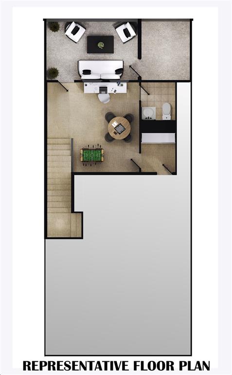 Third level feaurting game room, half bath and balcony.