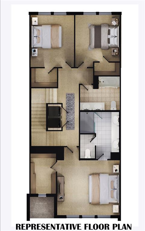 Second level featuring owner's suite, secondary bedrooms and guest bath. Second level featuring owner's suite, secondary bedrooms and guest bath.