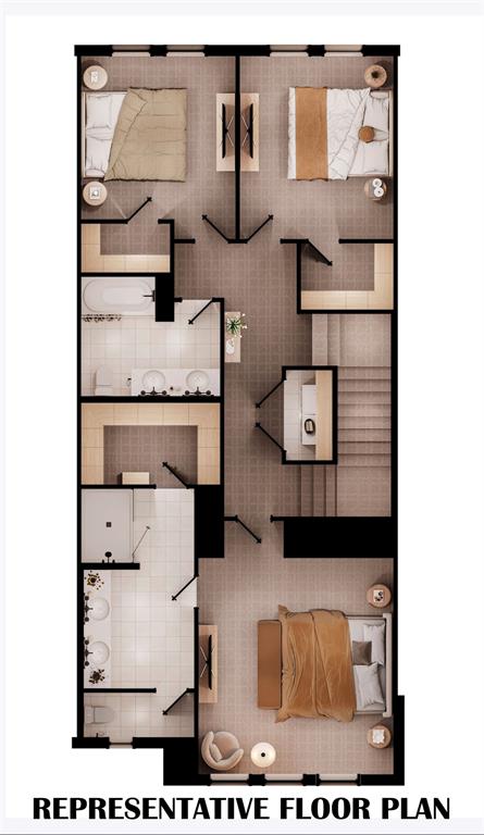 Second floor featuring owner' suite, secondary bedrooms, full bath and laundry. Second floor featuring owner' suite, secondary bedrooms, full bath and laundry.