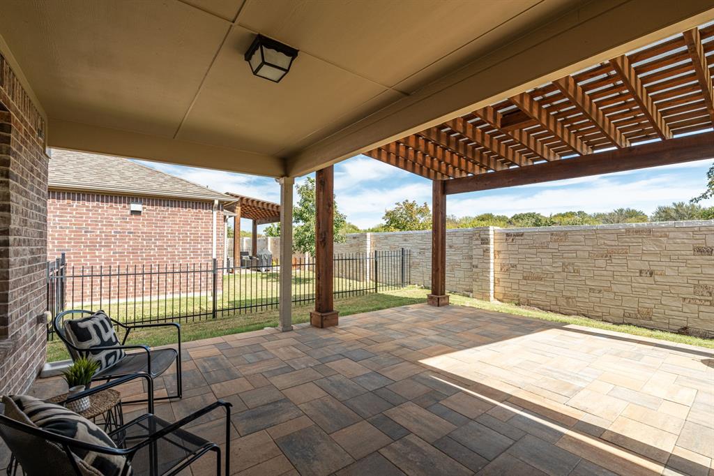 Expansive Covered Back Patio/Porch with Custom Pergola -Greenbelt View Expansive Covered Back Patio/Porch with Custom Pergola -Greenbelt View