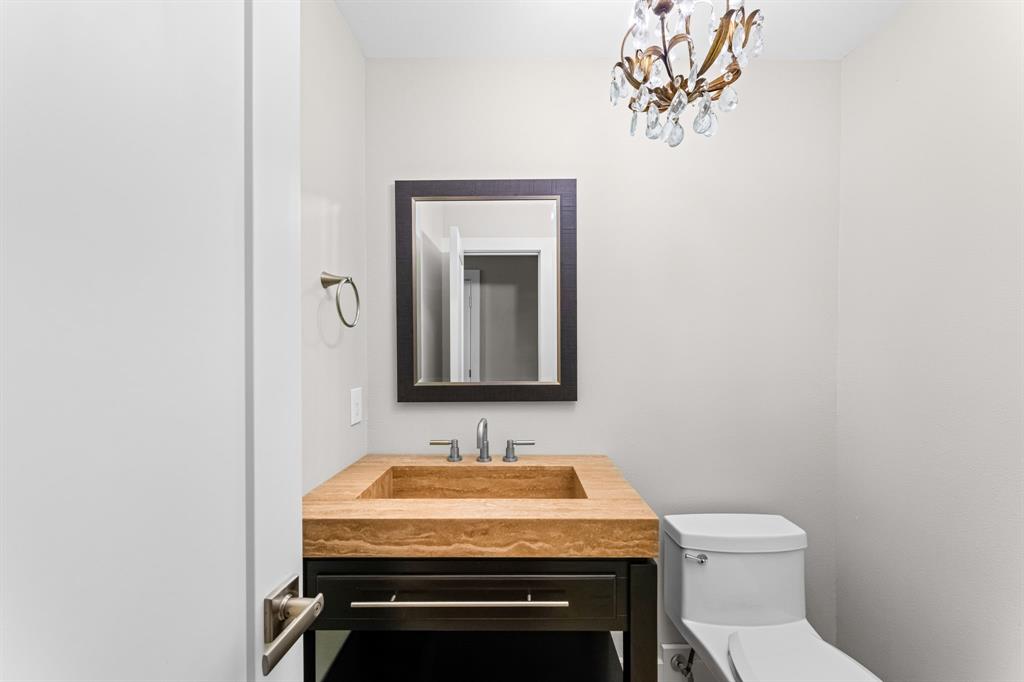 Half bath near both living spaces for guests