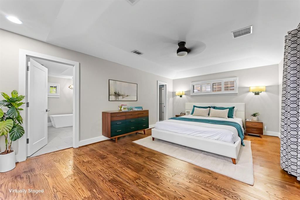 Virtually staged primary bedroom