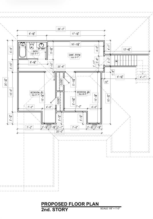 Proposed Floor Plan for Unfinished Attic Space with Exterior Door Access