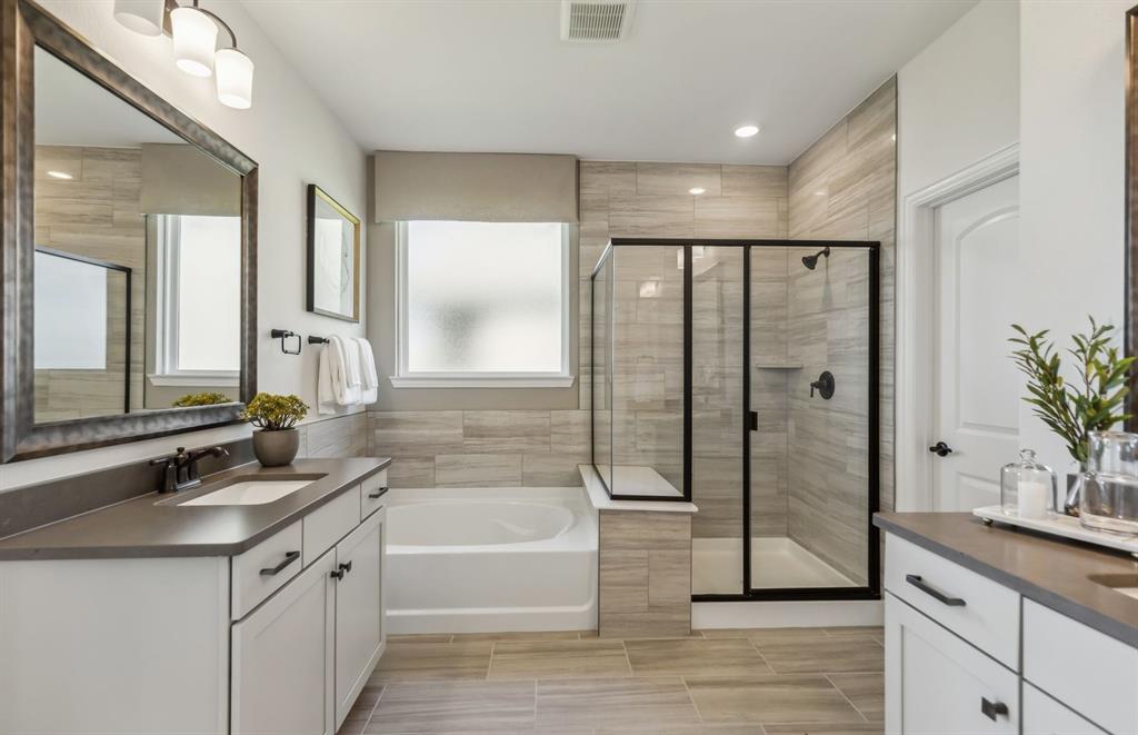 *Model Representation - Owner's suite bath with separate vanities