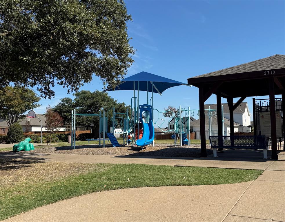 Neighborhood playground and basketball net