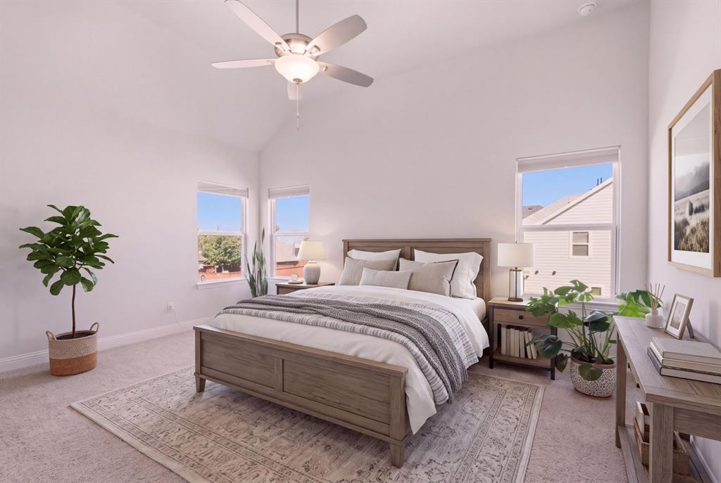 2nd floor primary bedroom, virtual staged