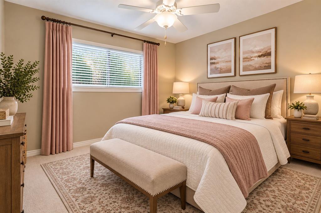 Third Bedroom w ceiling fan, virtual staging