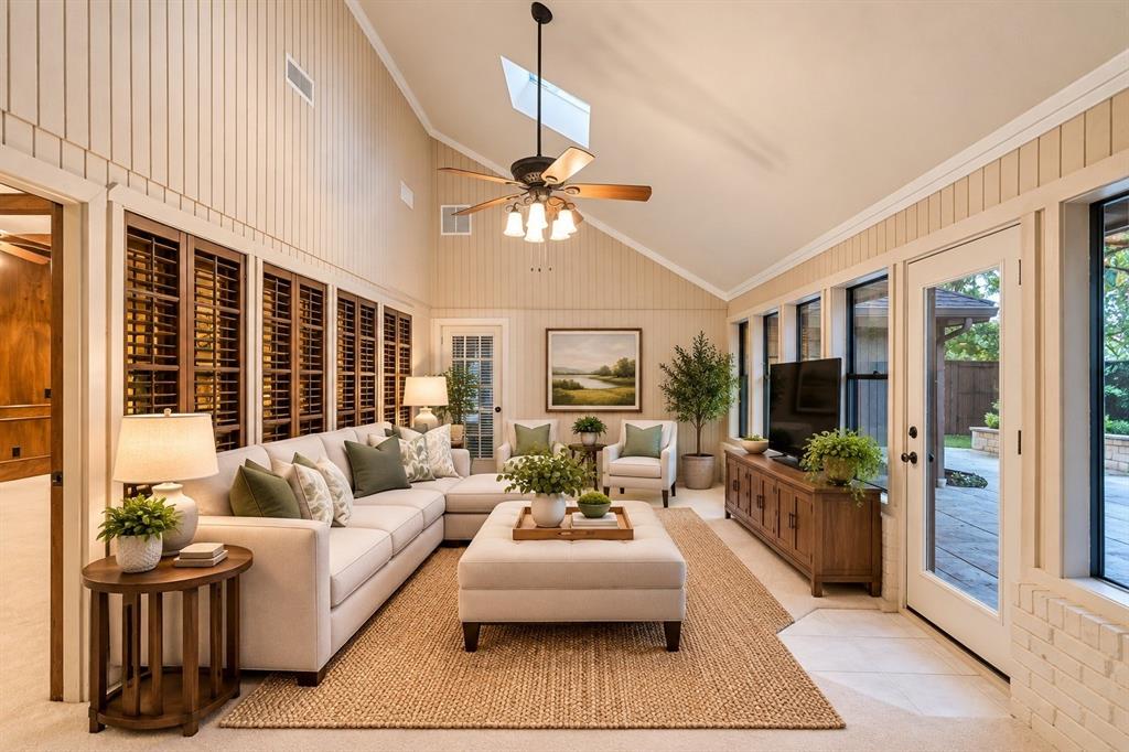 Second Living Area w view to backyard, vaulted ceiling, virtual staging