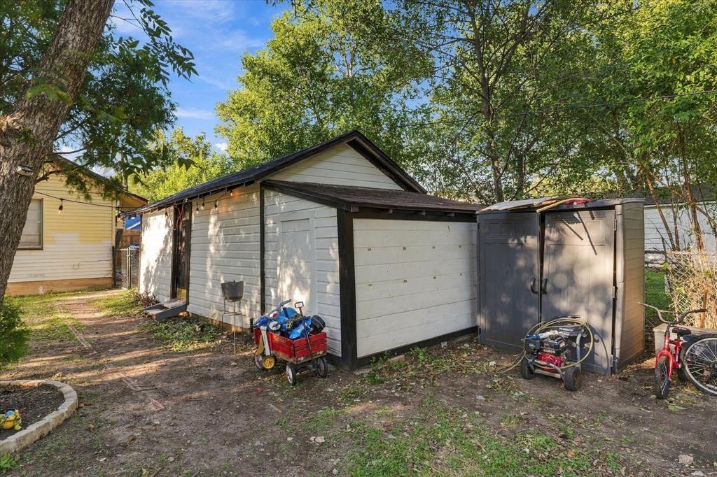 Detached garage that has been partially converted to guesthouse