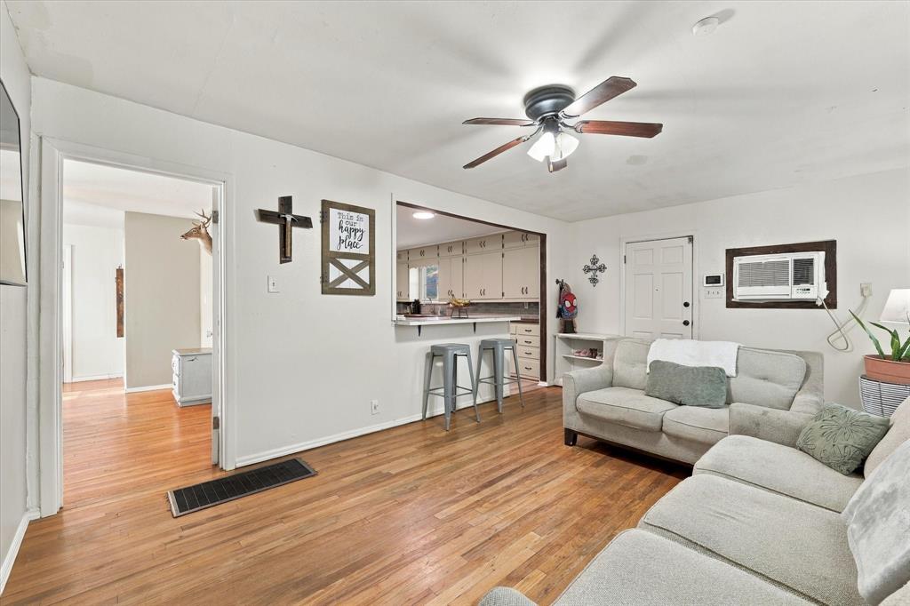 Unit B living room, with view toward master bedroom