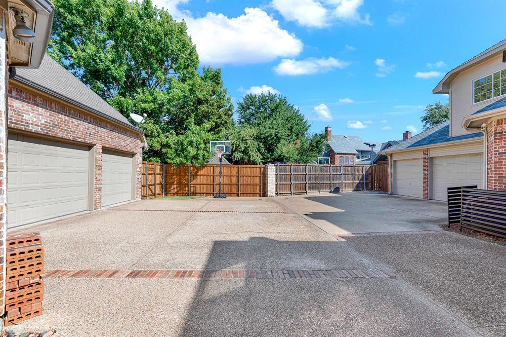 The large paved area offers plenty of room for parking and recreation.