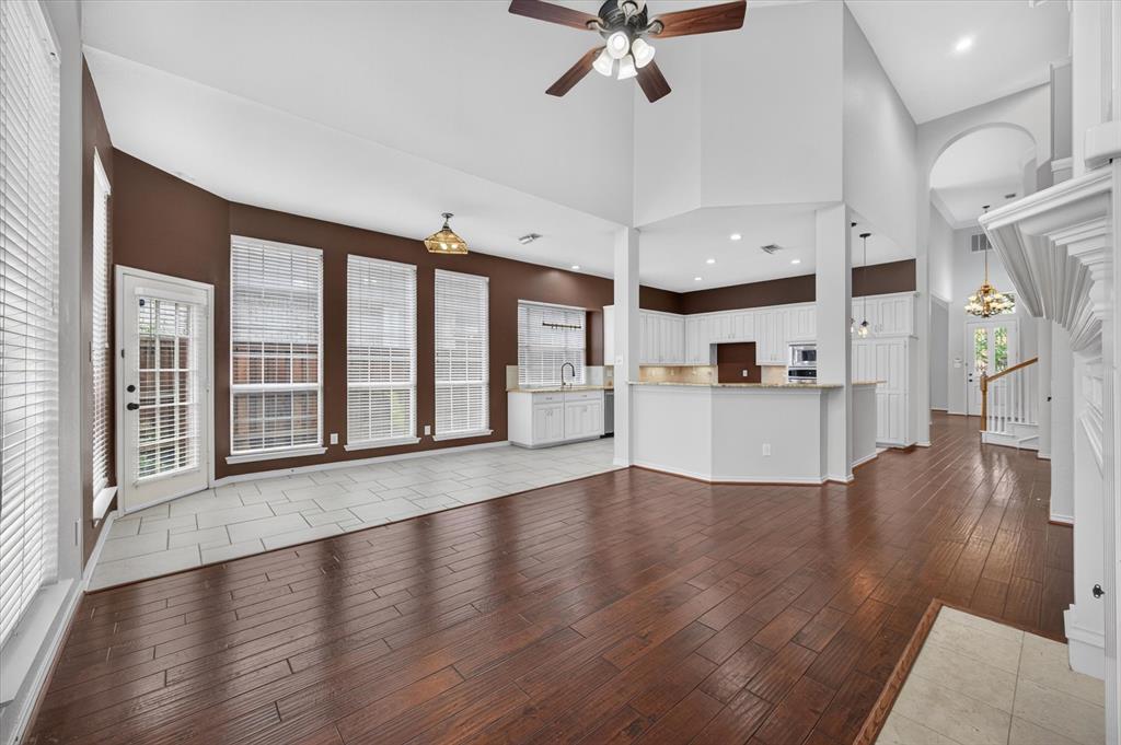 Living room, breakfast area, and kitchen view