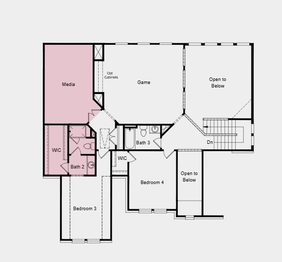 Additional Highlights Include: Extended primary suite and walk-in closet, study in place of formal dining, downstairs bedroom in place of study, full bathroom in place of powder room, media room in place of bedroom, 6-Lite horizontal mahogany entry door, and gas drop at patio.