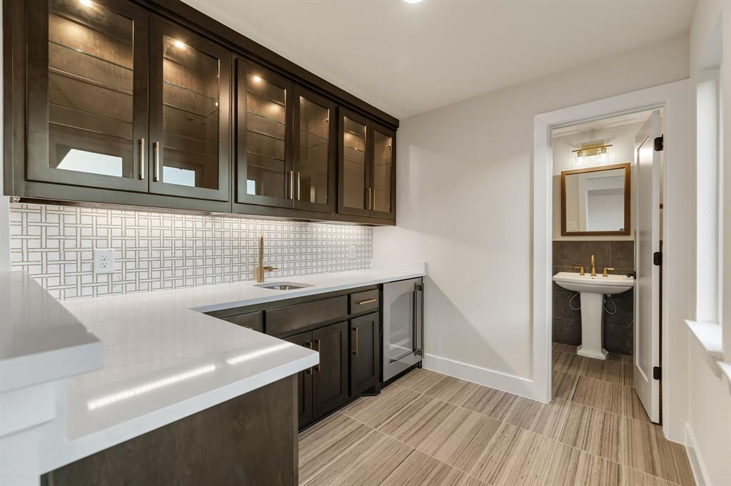 Upstairs MEdia Room bar and powder bath