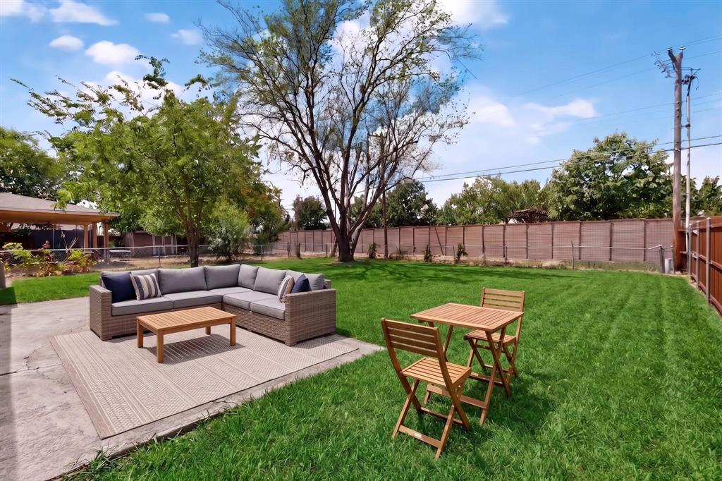 virtually staged back yard furniture and turf