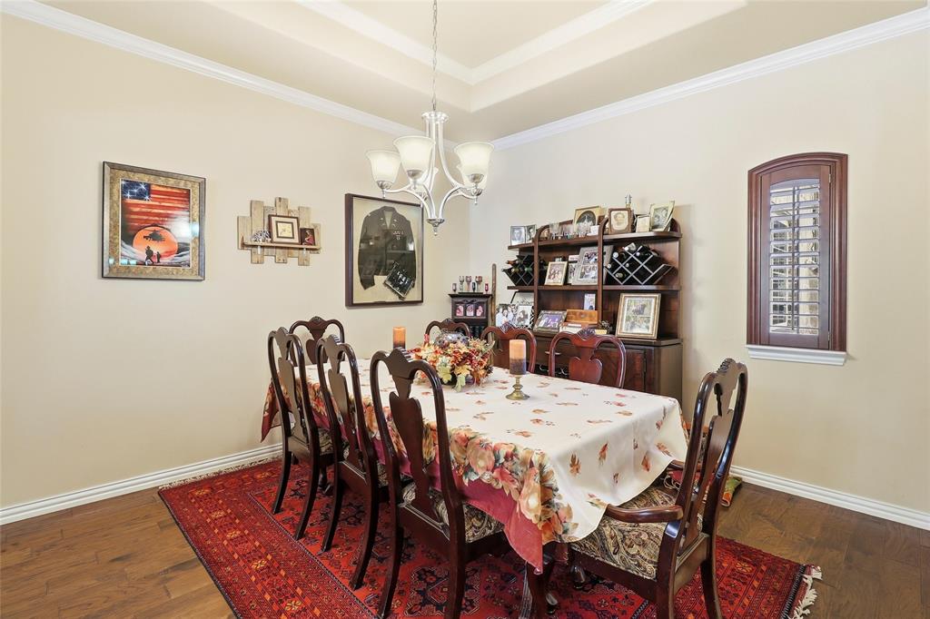 Formal dining with hardwood floors