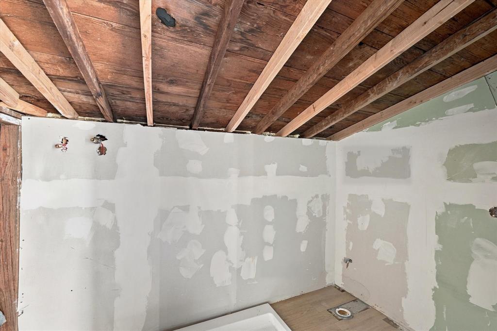 Partially converted bathroom in garage