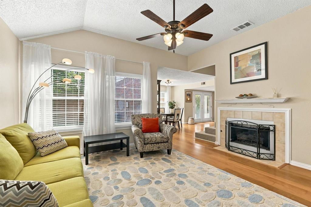 View of the living room into the dining area. View of the living room into the dining area.