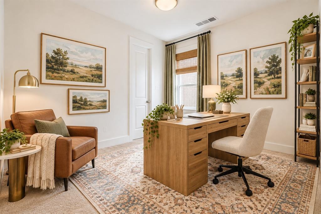 Versatile first-floor flex space, ideal for a home office, study, or fifth bedroom.