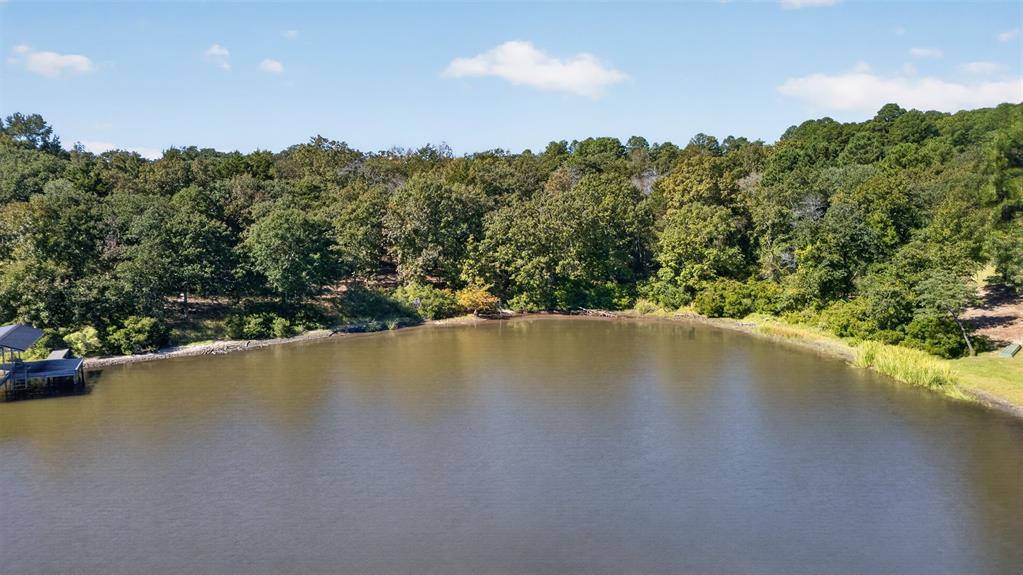 Waterfront property featuring a private boat dock, natural shoreline, and dense woodland canopy Waterfront property featuring a private boat dock, natural shoreline, and dense woodland canopy