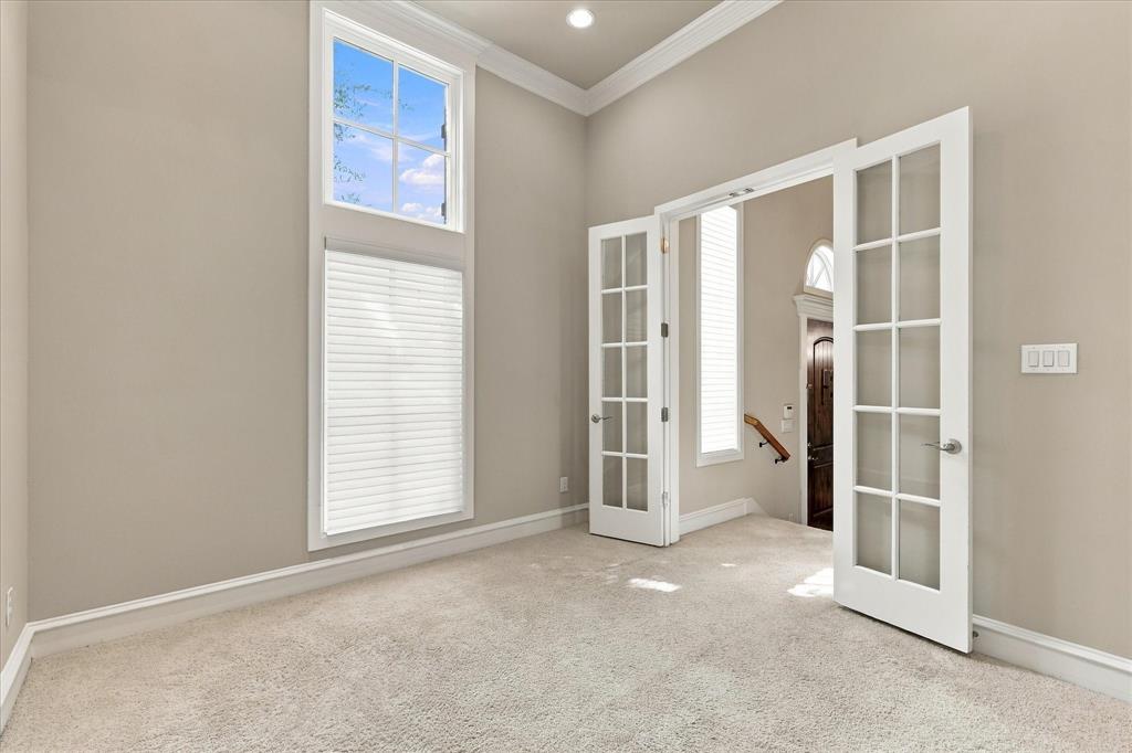 Study or bonus room with French doors