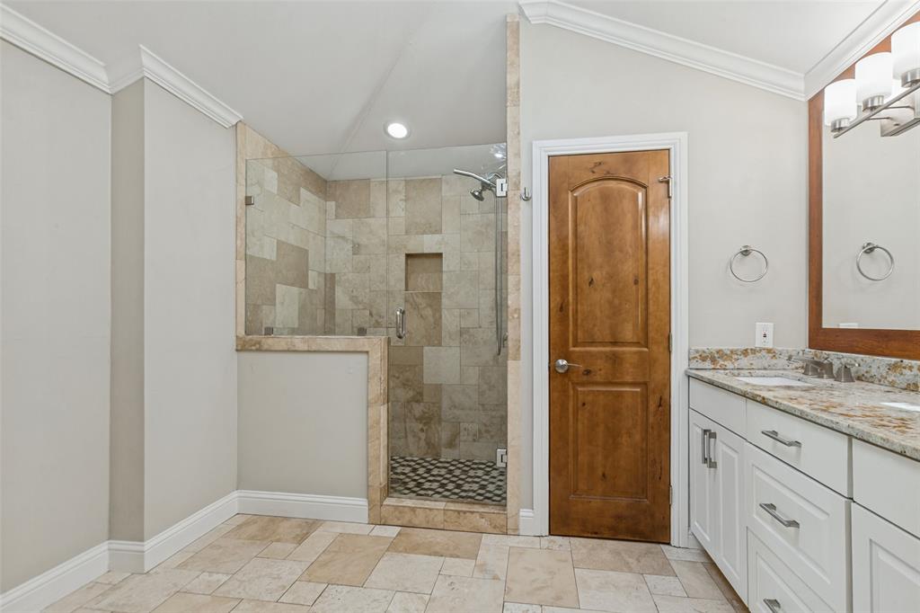 Primary bath has large shower