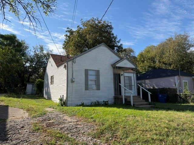 Side view and driveway