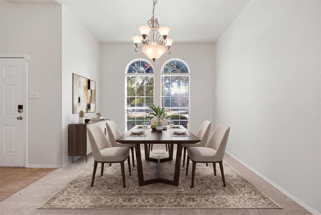Virtually staged dining area