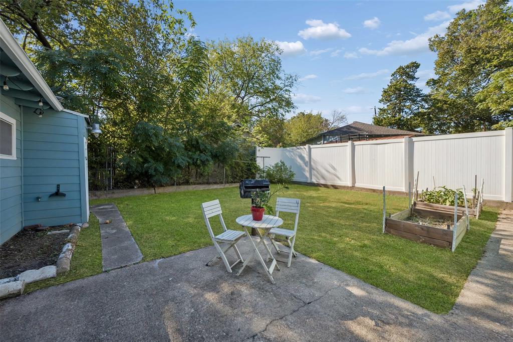 Charming patio and backyard