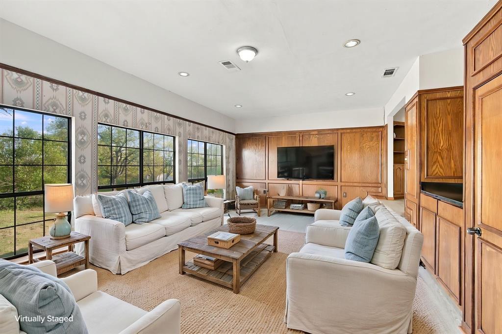 Virtually staged living room area