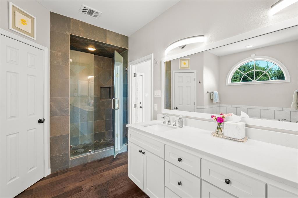 Custom Double Vanity - His and Hers Closets