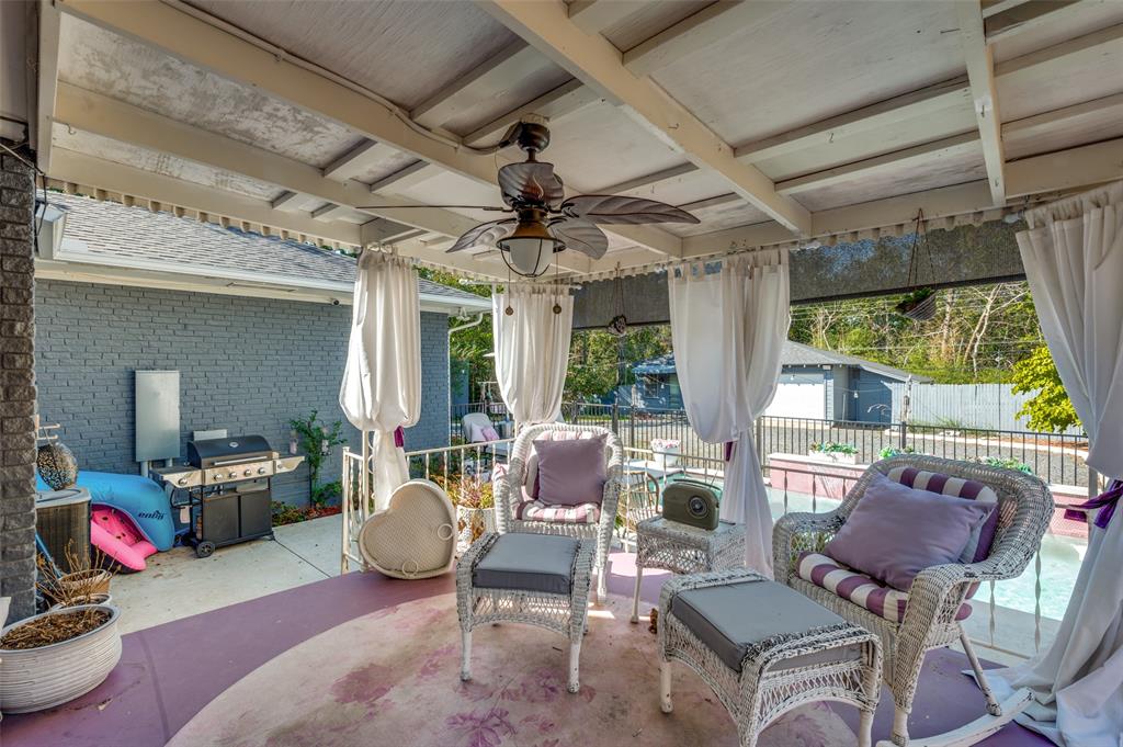 From the back patio, you can walk out to the pool.