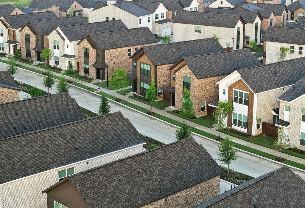 Aerial perspective of suburban area Aerial perspective of suburban area