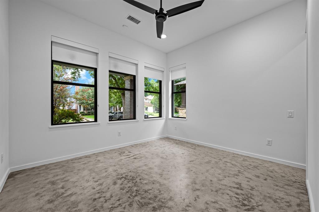A light-filled downstairs guest bedroom offers flexibility for visitors, a playroom or a dedicated home office.