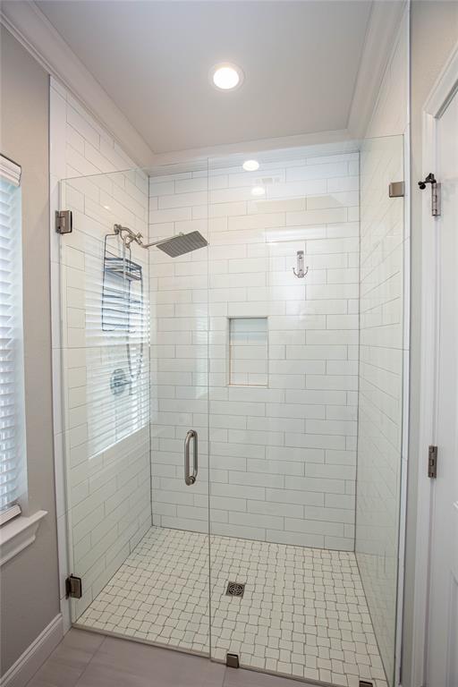 walk-in shower plus built-ins