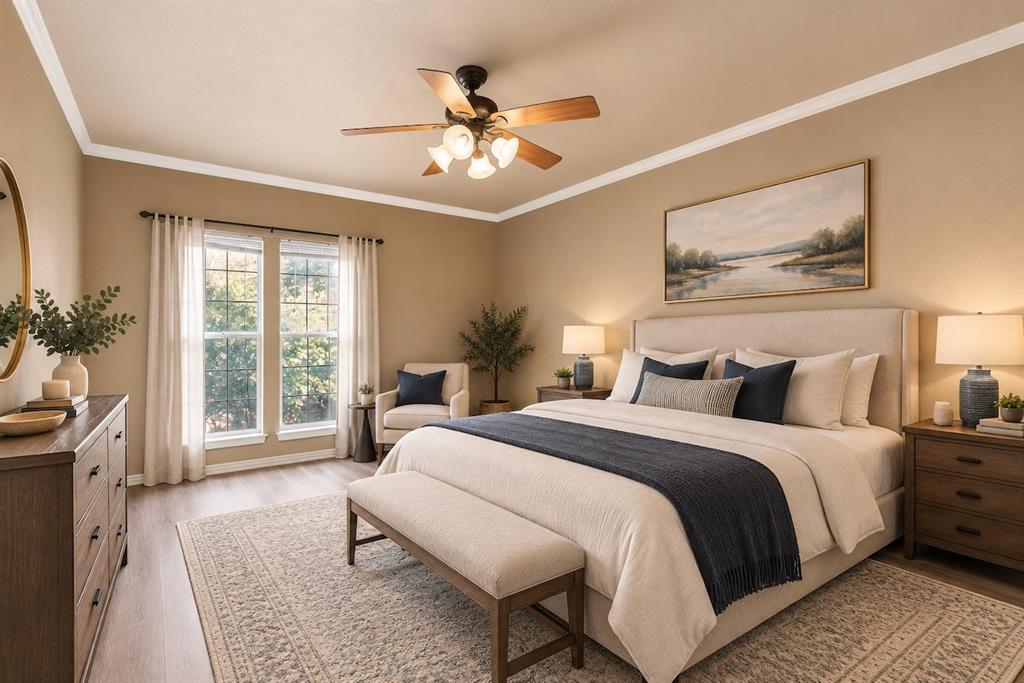 Virtually staged — Dream up your own oasis with plenty of space in the primary bedroom with ensuite bathroom.