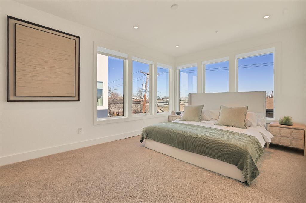 Bedroom with carpet