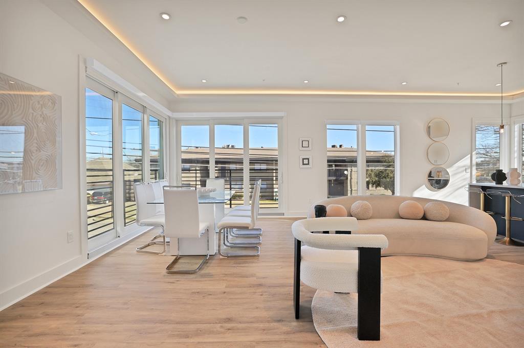 Living room featuring light wood-type flooring