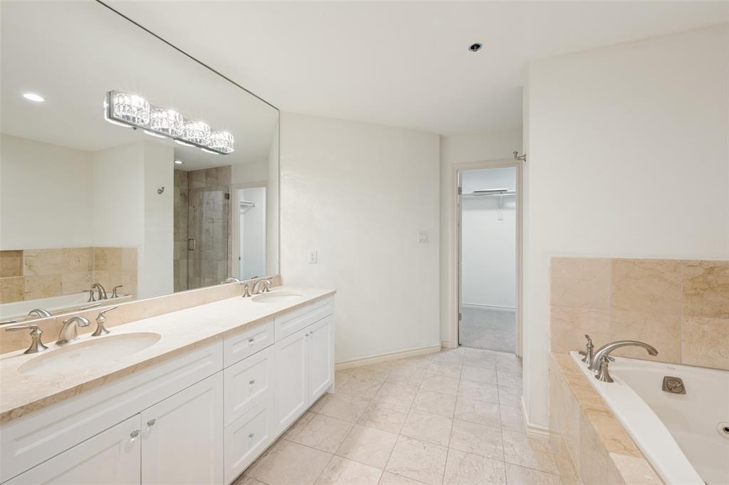 Primary bath with dual vanities