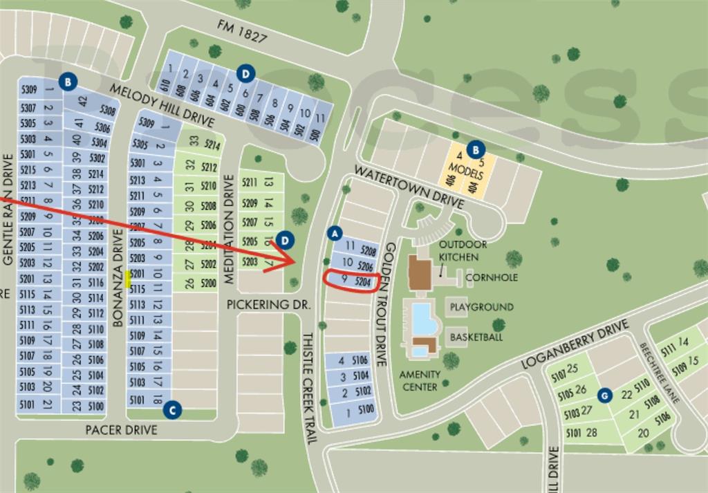 Community Map. Illustrating the property layout with designated plots and features