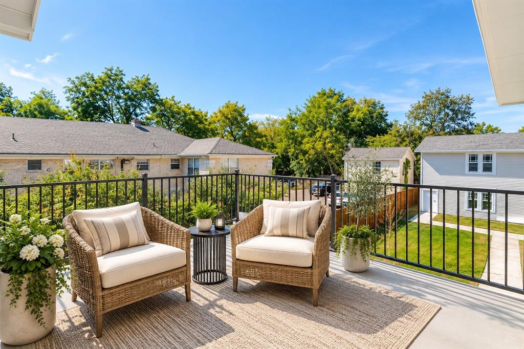 Virtually staged upstairs balcony