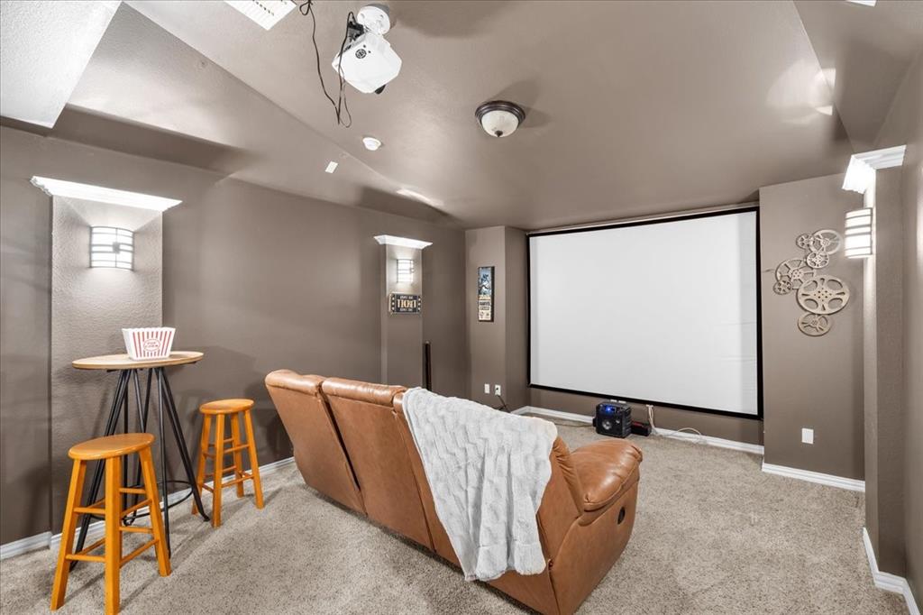 Media room with projector and screen