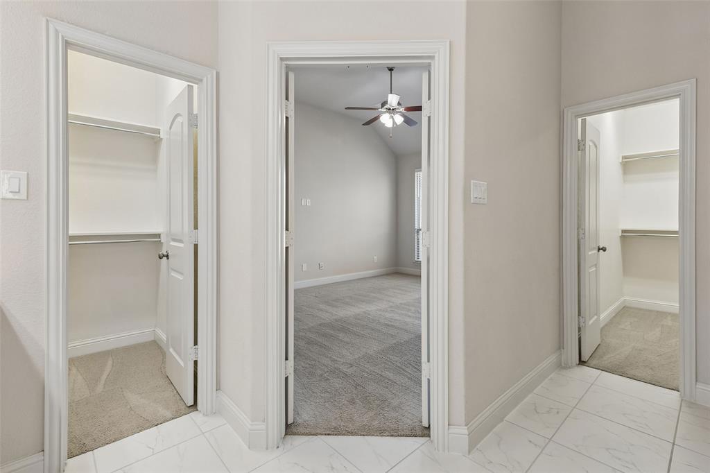 Two separate walk-in closets in Primary Bathroom