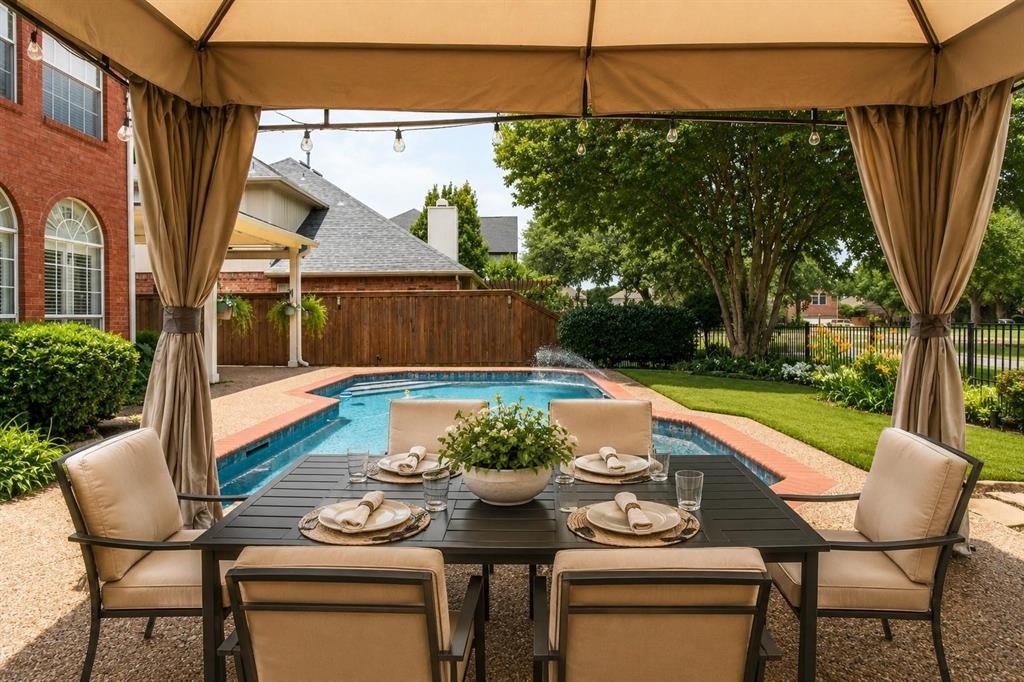 Poolside cabana with dining space - perfect for alfresco meals and weekend gatherings.
