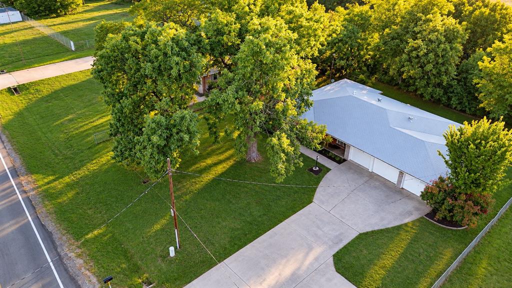 Aerial view showcasing the front of the property.